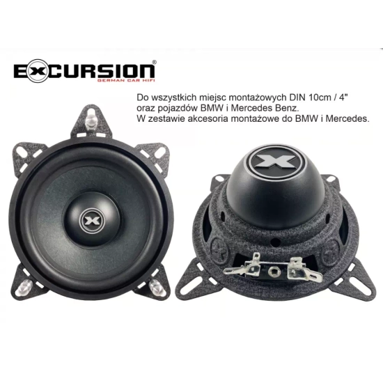 Excursion PX-4M   2 głośniki średnio-niskotonowe (mid-woofery) SQ 100mm/BMW/Mercedes - 3ohm, 75/200W, 86dB, 100-10000Hz, neodym, akcesoria do BMW/MB,